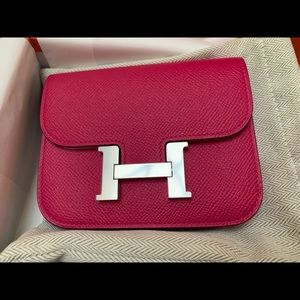 Hermes Epsom Constance Slim Wallet Rose Mexico